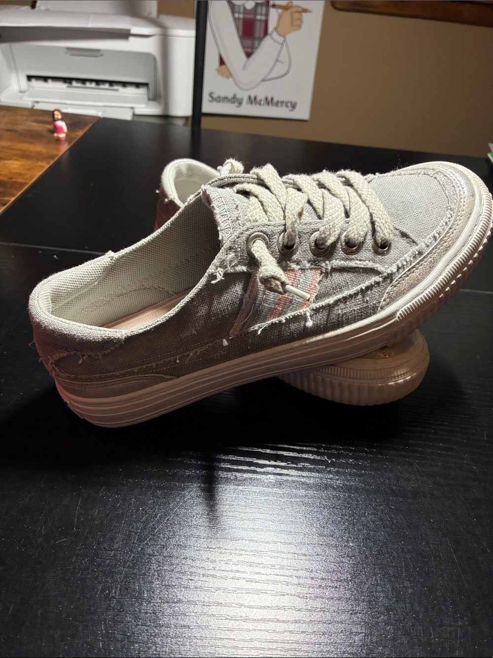 Canvas Lace-Up Women's Sneakers in Light Gray